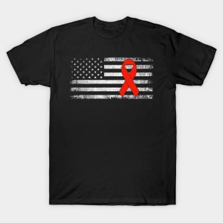 Throat Cancer Awareness Ribbon Classic American Flag T-Shirt